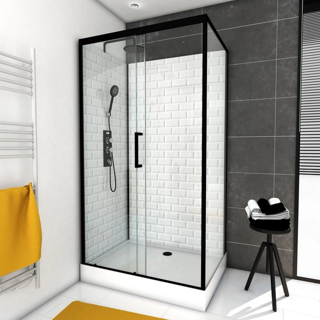 Aurlane Komplettdusche Metro 110 Rectangle in Schwarz, H x B x T: 230 x 110 x 80 cm - Bild 1
