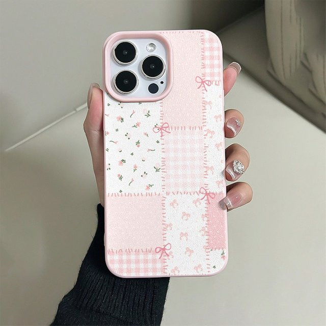 Handyhülle mit rosa Blumenschleifenmuster für Apple iPhone 17, 16, 15 Pro, Max und Plus Serien - Bild 1