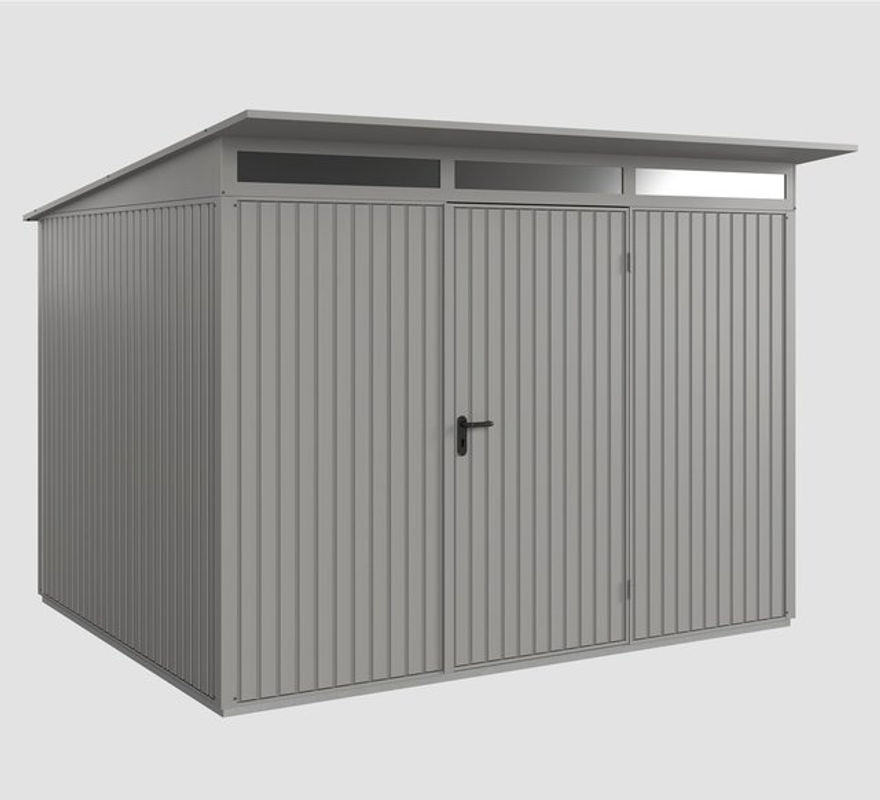 Hörmann Gerätehaus Trend mit Pultdach und Einzeltür in Graualuminium, Metall, B/H/T: 302,8 x 232,3 x 238 cm - Bild 3
