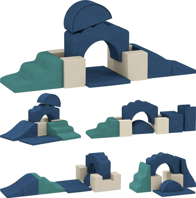 AIYAPLAY Schaumstoff Bausteine XXL Softbausteine 7-teiliges Set Dunkelblau - Bild 1