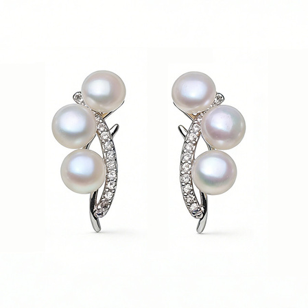 QIXIZHUYAN Ohrringe, 925 Silber, Perle, Weiß, Damen