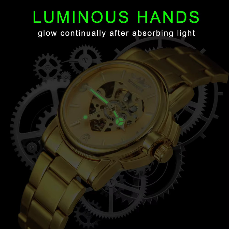 GEWINNER Armbanduhr Skeleton, Automatik, Gold, Edelstahl, Damen - Bild 5