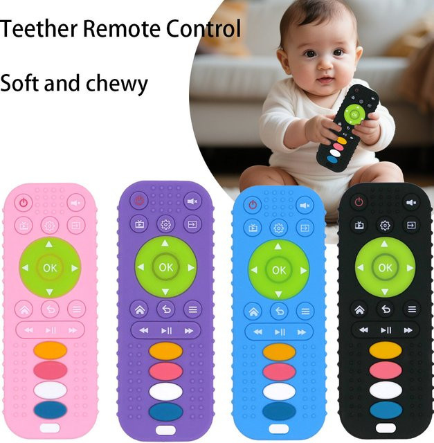 Buntes Silikon-Beißspielzeug in Fernbedienungs-Design für Babys, lebensmittelechtes und BPA-freies Zahnen-Spielzeug - Bild 1