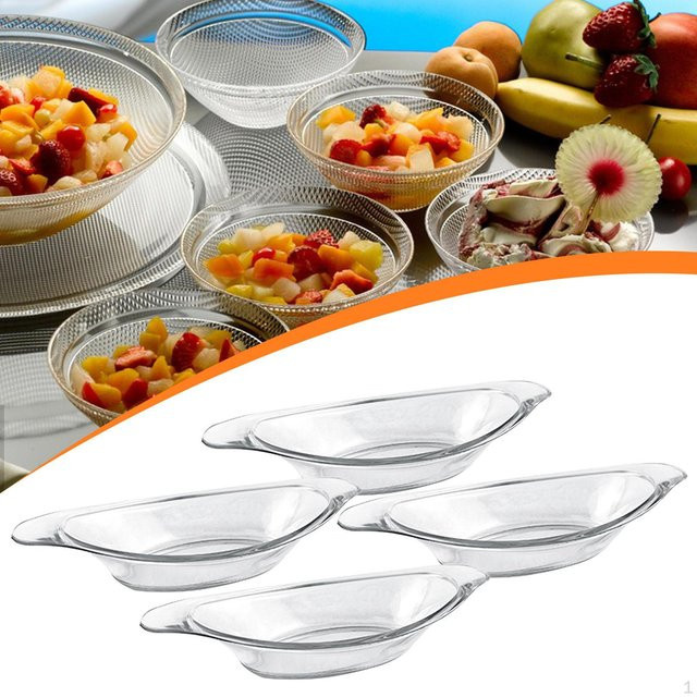 4er Set Banana Split Schalen aus Acryl in Grau und Transparent als Eisbecher und Dessertschalen - Bild 1