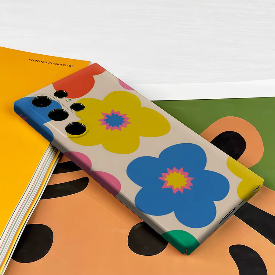 Stoßfeste Handyhülle im Retro Pop Blumen Design für Samsung Galaxy S26 S25 S24 S23 Ultra Plus, robuste Doppelschicht Rückabdeckung, Mehrfarbig - Bild 3