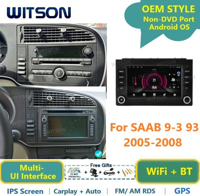 WITSON Android Autoradio mit GPS und WLAN für SAAB 9-3 (2007-2012) in Schwarz mit Carplay und Multimedia-Funktionen - Bild 1