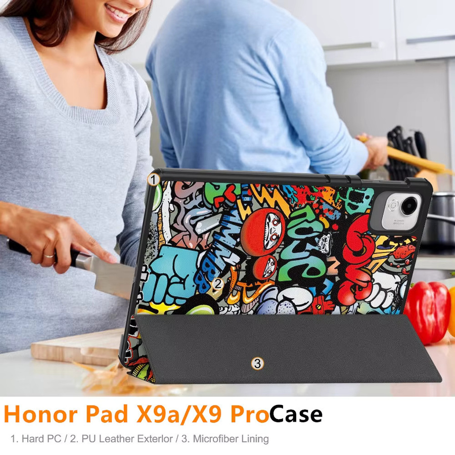Trifolding Schutzhülle aus PU Leder für Huawei Honor Pad X9a 11,5 Zoll 2025 ELN2-W29 in Grün Multicolour - Bild 3