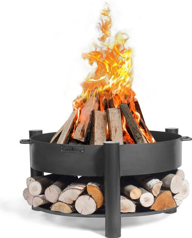 CookKing Feuerschale Montana 80 mit Holzlager, Schwarz, B/T/H: 88 x 88 x 45 cm - Bild 4