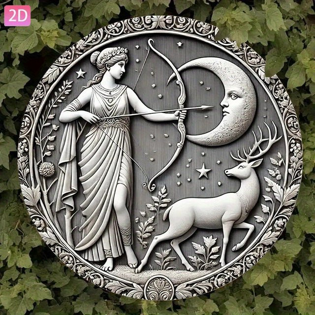 CIFBUY Aluminium-Wandkunst Mondgöttin Vintage Pfeilschild in Silber für die Außendekoration - Bild 1