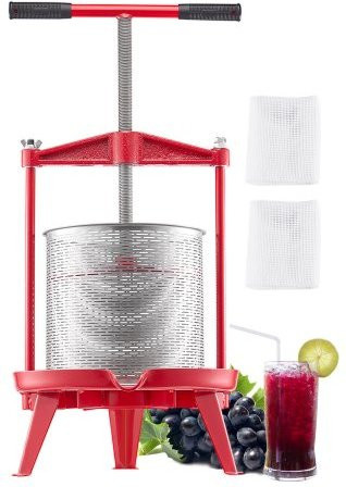 VEVOR Obstweinpresse aus Edelstahl mit 14 l Fassungsvermögen, manuelle Apfelmühle und Traubenpresse mit T-Griff für die Küche - Bild 1