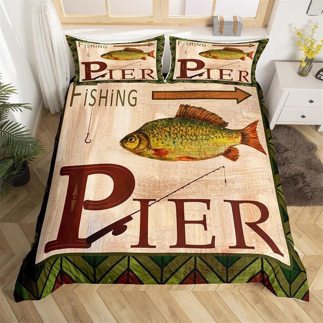 Fishing King Bettwäsche-Set aus Mikrofaser mit Angel- und Naturmotiv, 2-teilig, Mehrfarbig, B/H: 173 x 218 cm, inklusive Kissenbezüge 50 x 70 cm - Bild 1