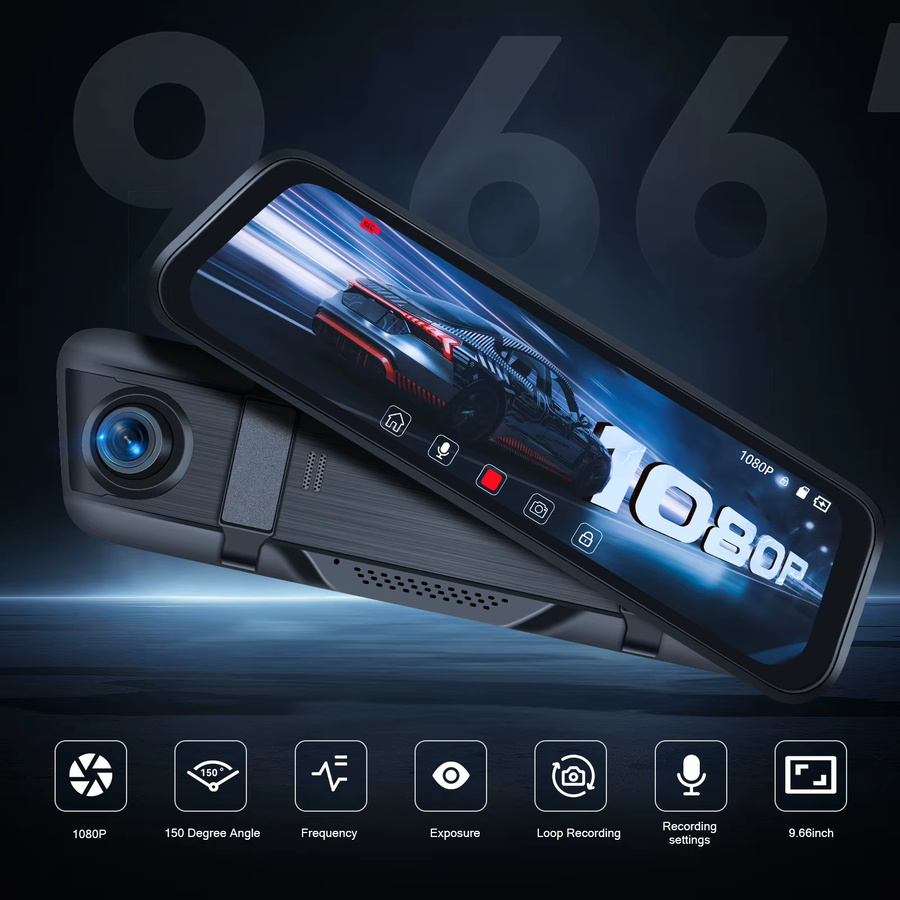 Podofo Dashcam mit Dual-Objektiv und 480P Rückfahrkamera, 1080P Full HD Auto-DVR, Schwarz - Bild 2