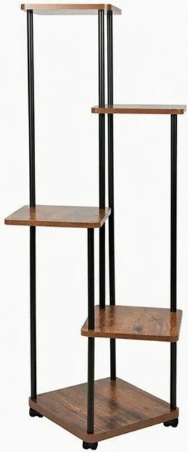 TTL HOME Pflanzenständer TOWER mit Rollen, mehrstöckiges Blumenregal für Innen und Außen, Braun, H x B x T: 111 x 55 x 55 cm - Bild 1