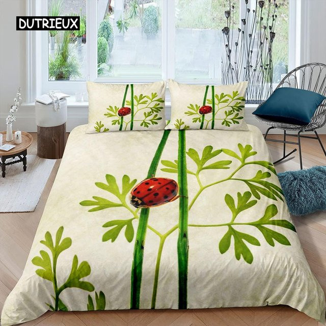 Binchi Outdoor Product Bettwäsche-Set mit Marienkäfer-3D-Druck für Kinder, rot-weiß, Microfaser, B/H: 135 x 200 cm - Bild 1