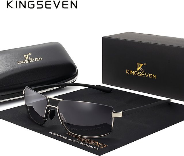 KINGSEVEN Sonnenbrille, Rechteck, Aluminium, semi-rimless, polarisiert, Unisex - Bild 1