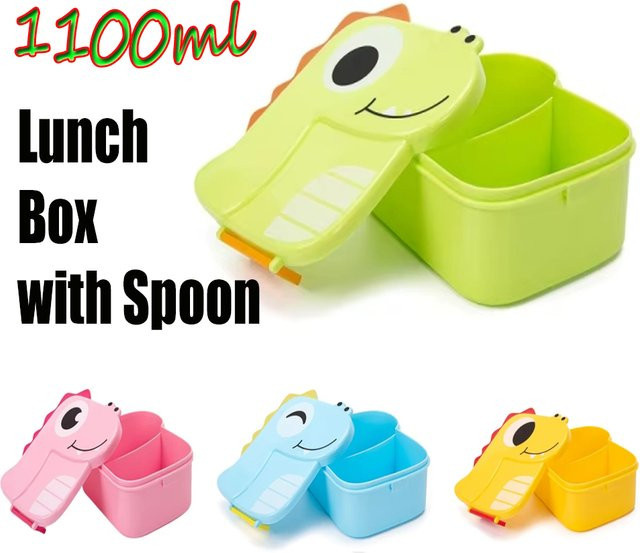 YOCITY Cartoon-Dinosaurier Lunchbox aus Kunststoff in Gelb für Schule und Büro - Bild 1