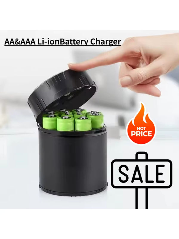 Robinella Intelligentes 1,5 V AA AAA Batterieladegerät mit LED-Anzeige in Schwarz für Lithium-Ionen-Batterien - Bild 7