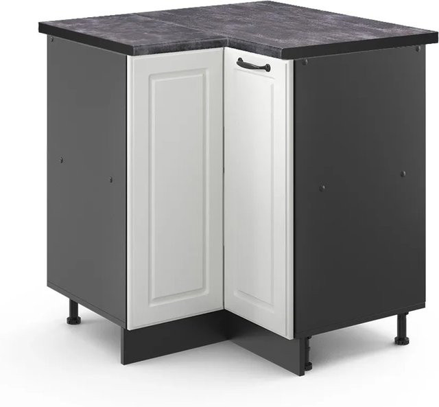 Vicco Eckunterschrank R-Line Landhaus Stil in Weiß und Anthrazit mit Scharniertüren B/T/H: 75,6 x 60,0 x 81,6 cm - Bild 1