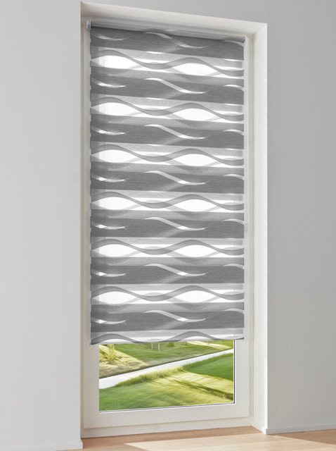 Doppelrollo Heine Home Day and Night in Grau aus 100% Polyester mit Kettenzug und Klemmfixierung - Bild 1