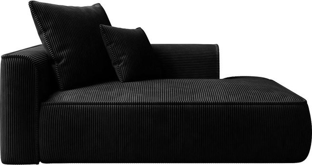 Vente-unique Recamiere Pineta ohne Schlaffunktion in Schwarz mit Cord-Bezug, Breite: 180 cm - Bild 1