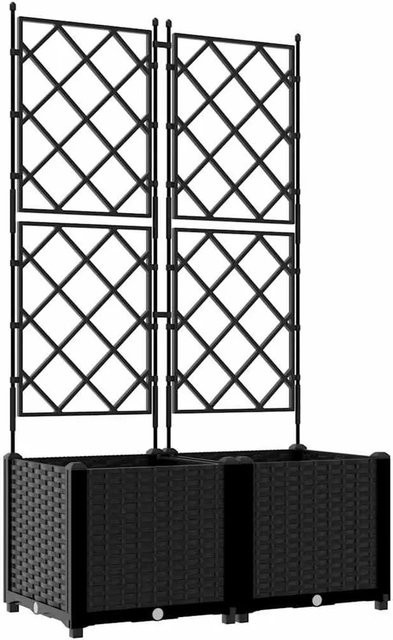 vidaXL Garten-Pflanzgefäß Set aus Stahl in Schwarz, 2 Stück, B/T/H: 80 x 40 x 143 cm - Bild 1