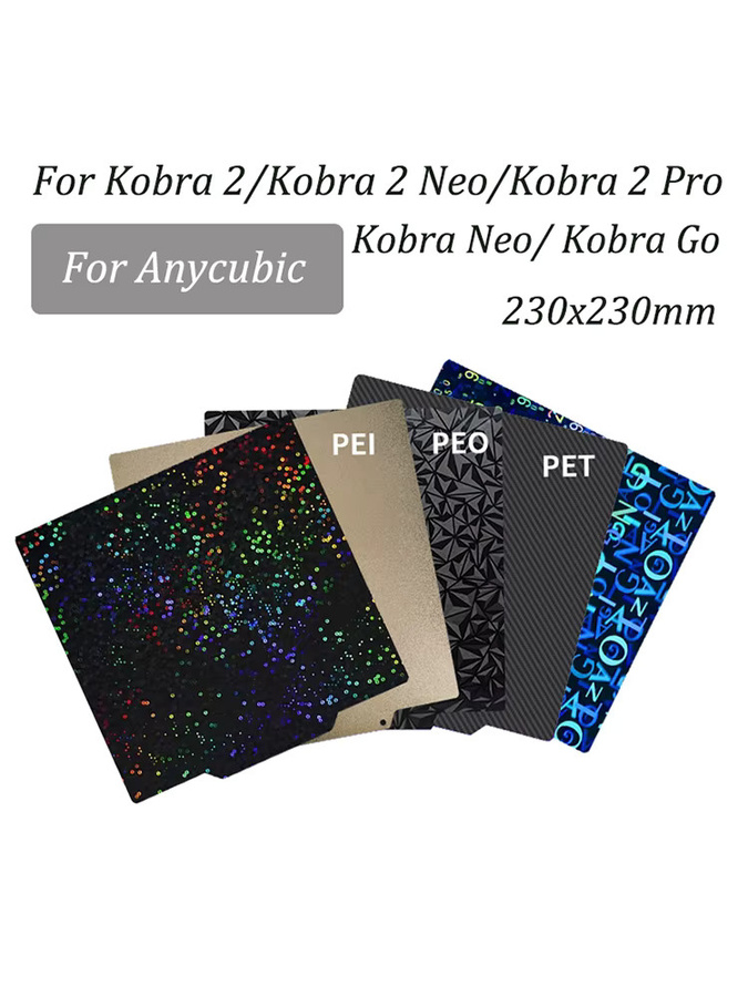 Anycubic PEI-Federstahlblech für Anycubic Kobra 2 und Kobra Neo/Pro, doppelseitig, B/T: 230 x 230 mm - Bild 1