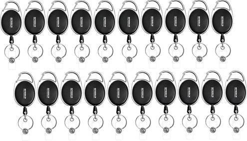 SpeaKa Professional SP-12886348 Jojo für Ausweishalter mit Schlaufe und Clip, Schwarz, 20 Stück, Maße: 55 mm x 36 mm - Bild 1