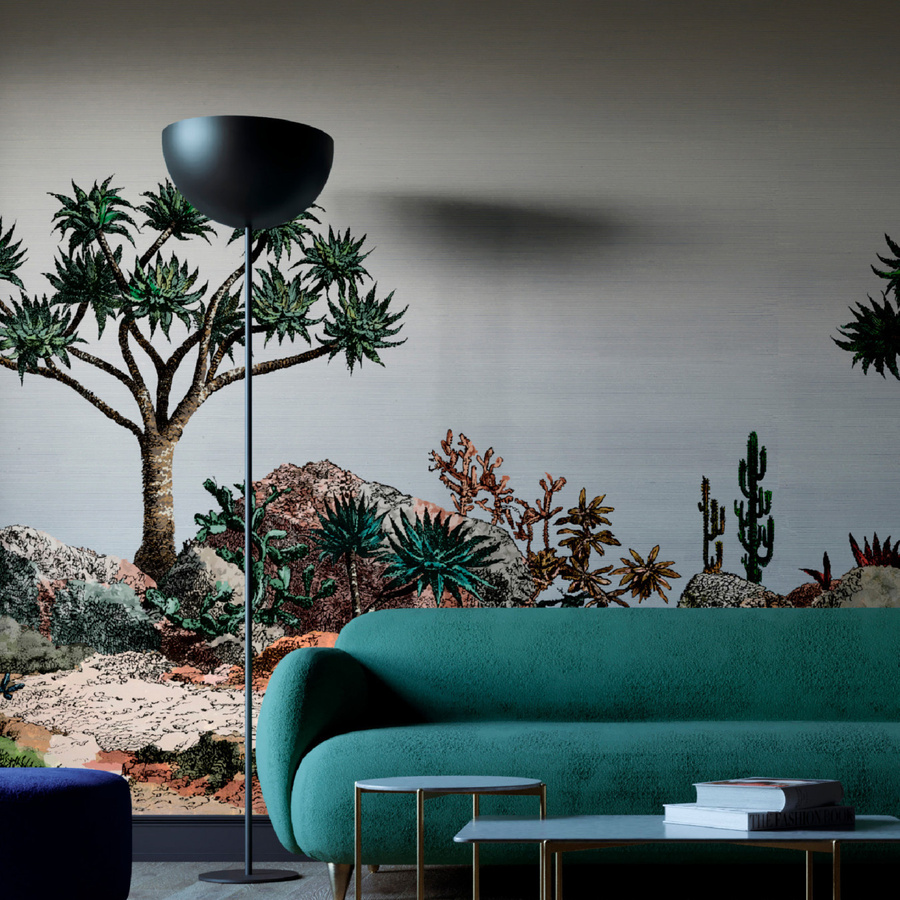 Nobilis Mural Yucca Tapete in Schwarz und Mehrfarbig mit floralem Design aus Vlies und Papier - Bild 1