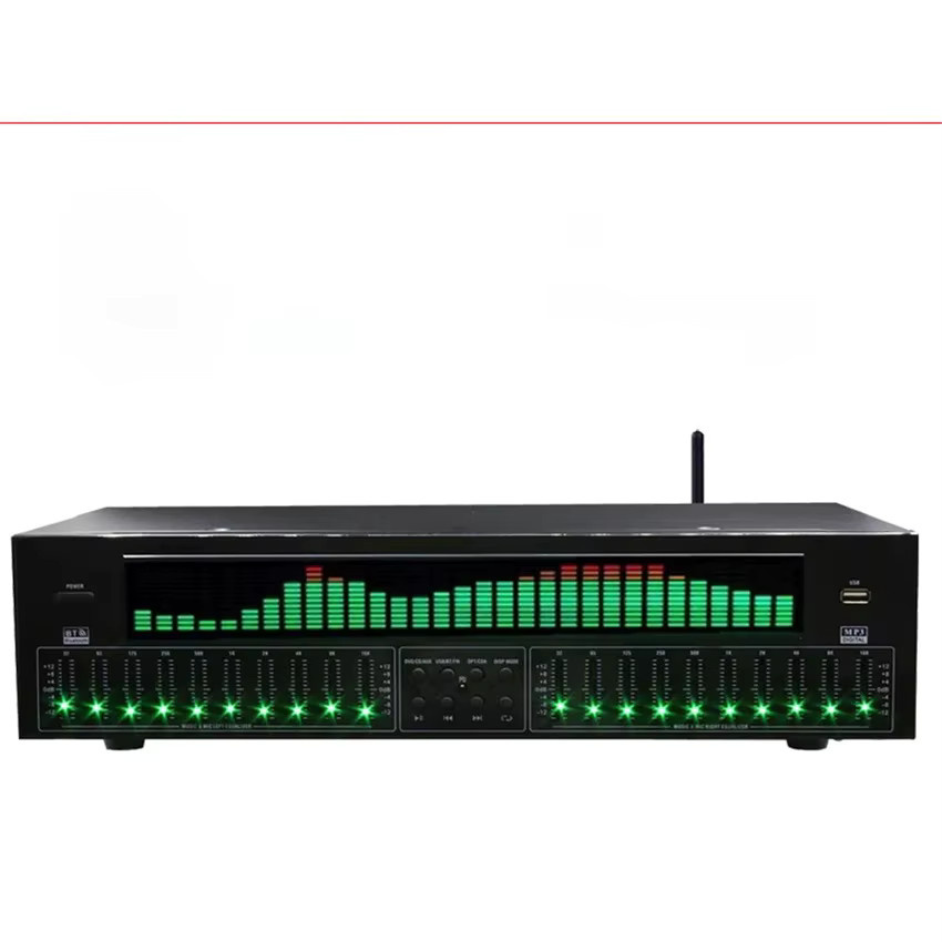 ZJMZYM EQ8000 Equalizer Bluetooth 5.3 Digital-Audio-Dekodierungs-Vorverstärker mit Faser- und Koaxialanschluss in Schwarz und Grün - Bild 3