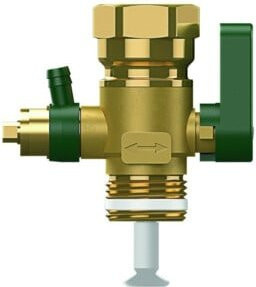 Reflex Flowjet Durchströmungsarmatur mit beidseitigem G 3/4 Zoll Anschlussgewinde und Entleerung in Gold - Bild 1