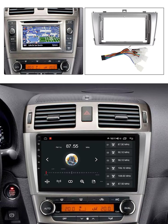 Mekede Autoradio Mittelkonsole Matching Panel Kit mit Kabelbaum und Trim Adapter für Toyota Avensis 2006-2011 - Bild 5
