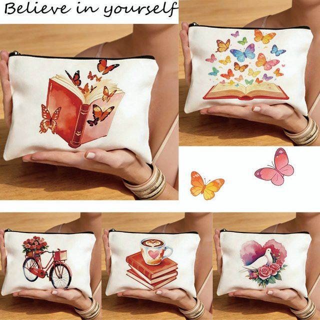 Multifunktionale Aufbewahrungstasche aus Segeltuch im Valentinstag-Ölgemälde-Stil, buntes Federmäppchen und modische Handtasche - Bild 1