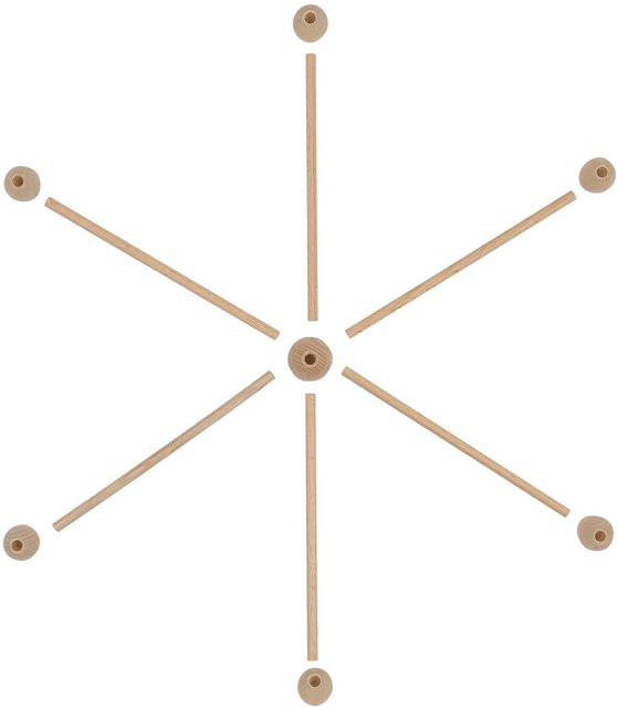 Rico Design Mobilestern aus Holz in Natur mit sechszackigen Sternen und Kugeln - Bild 1