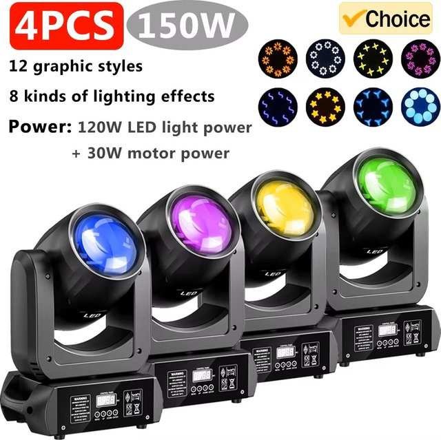CHEGIT Professionelles 150W Bühnen-DMX512 Moving Head Licht mit 8x8 Mustern und RGB-Effekten in Schwarz - Bild 1