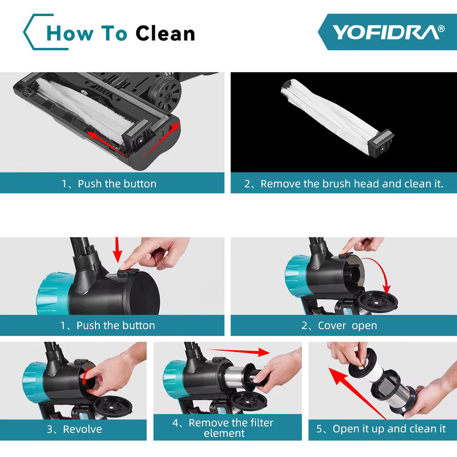 YOFIDRA Kabelloser elektrischer Staubsauger mit 1800W und 30KPa Saugkraft, ausgestattet mit LED-Licht und kompatibel mit Makita 21V Akku - Bild 4