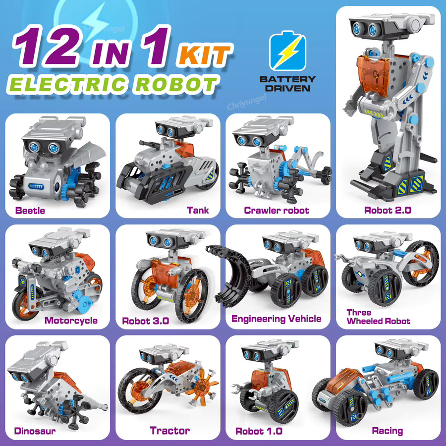 Chriyungel STEM-Roboter-Set, 12-in-1, DIY-Wissenschaftsexperiment, Lernspielzeug - Bild 3
