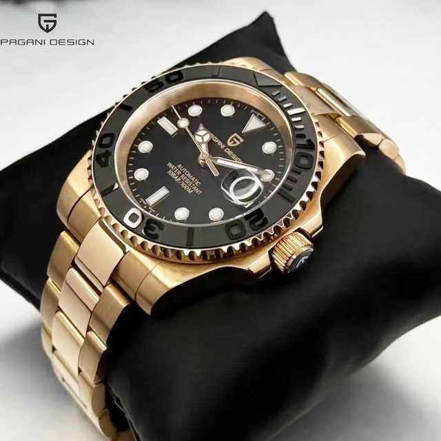PAGANI DESIGN Armbanduhr Automatik, Edelstahl, Saphirglas, Herren, Schwarz - Bild 1