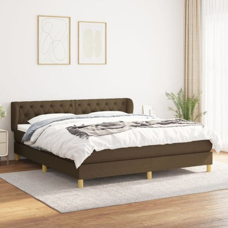 Vidaxl Boxspringbett mit Matratze aus Stoff und Massivholz in Braun, B/T/H: 160 x 200 cm - Bild 1