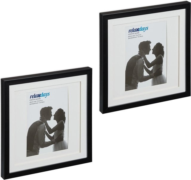 Relaxdays Bilderrahmen 2er Set quadratisch in Schwarz aus Kunststoff und Glas, Aufstellbar, B/H: 25 x 25 cm - Bild 1