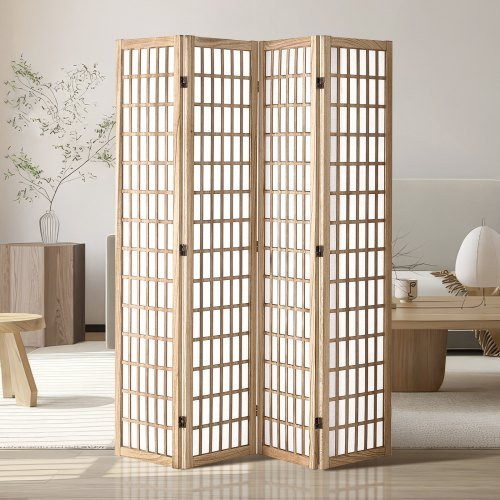 VEVOR 4-tlg. Japanischer Paravent als Sichtschutz und Raumteiler, faltbare Trennwand in Beige, Höhe: 170 cm - Bild 1