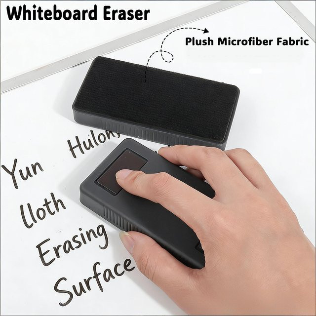 K-MIME Magnetischer Whiteboard-Radiergummi aus Mikrofaser, 2 Stück, Breite: 10,3 cm, Höhe: 5,1 cm - Bild 1