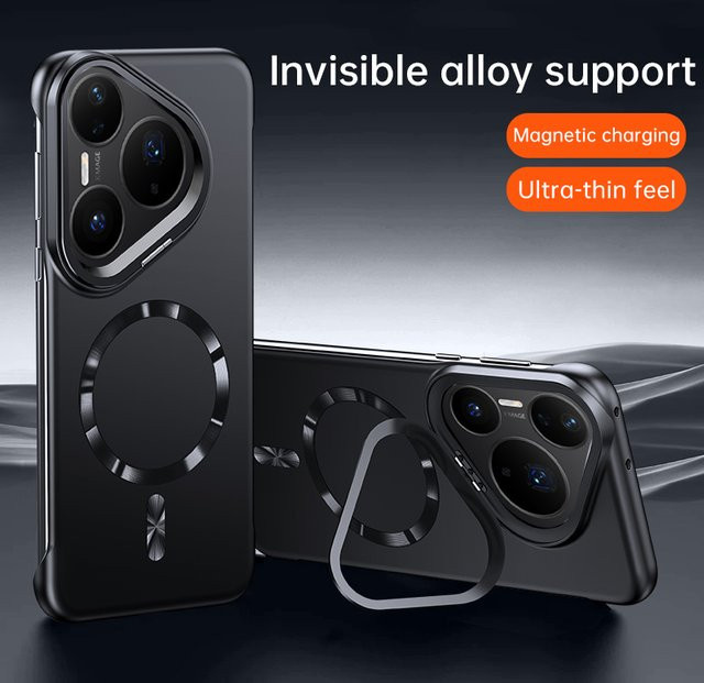 Magnetische Ständerhülle für Huawei Pura 70 80 Pro Plus mit Magsafe, rahmenloses Design, stoßfeste matte Schale mit Kamerahalter in Orange - Bild 1