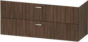 Duravit XBase Badezimmer-Möbelset in Nussbaum dunkel mit Spiegelschrank und Me by Starck Waschtisch-Unterbau, Breite: 130 cm - Bild 1