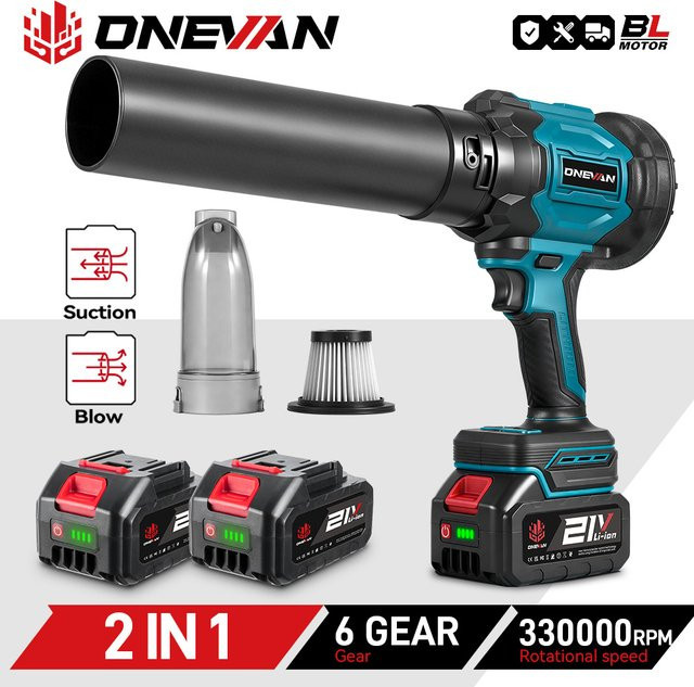 ONEVAN 2-in-1 Bürstenloser Elektro-Turbogebläse-Jetventilator als Laubgebläse und Staubsauger für Makita LXT 18V Akku - Bild 1