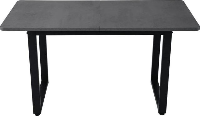 okwish Esstisch im Industriestil rechteckig, Grau, B/T: 140 x 70 cm - Bild 1