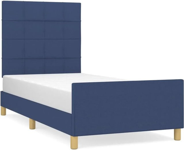vidaXL Bettgestell mit Kopfteil in Blau aus Stoff für das Schlafzimmer - Bild 1