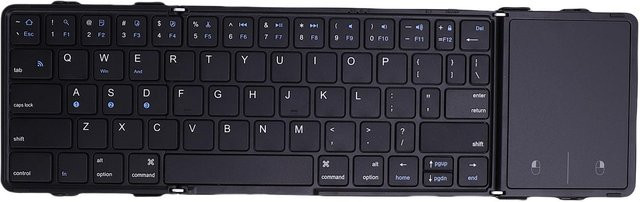 KONNWEI Tragbare Bluetooth Faltbare Tastatur mit Touch-Funktion und Wiederaufladbarem Akku, Schwarz - Bild 1