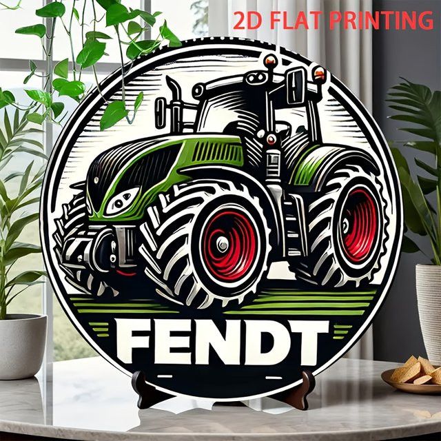 Potdemiel Fendt Traktor Vintage Metallblechschild, rundes Eisen-Wandkunst-Schild, Durchmesser: 20,32 cm - Bild 1