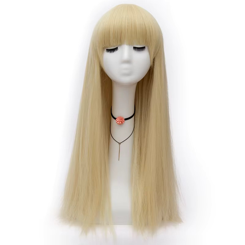 shyred Perücke, blond, lang, gerade, mit Pony, synthetisch, Damen - Bild 2