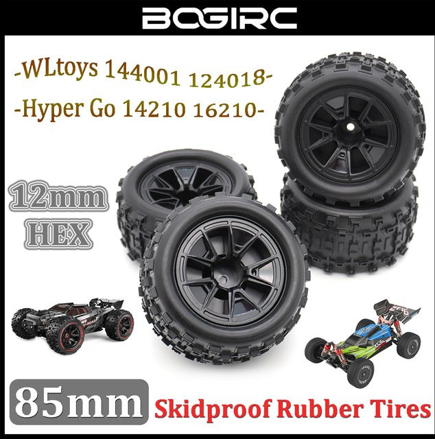 BOGIRC RC Off-Road-Buggy-Autorad, 85 mm, 12 mm HEX, rutschfester Gummireifen - Bild 1